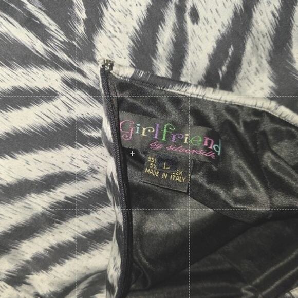 Girlfriend Italian Silk Zebra Skirt 90s Y2K Sequin Pencil Midi - Picture 6 of 11